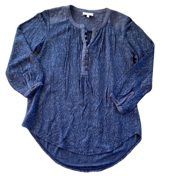 Lucky Brand Blue Lace Peasant Top Size XS - Picture 3 of 16
